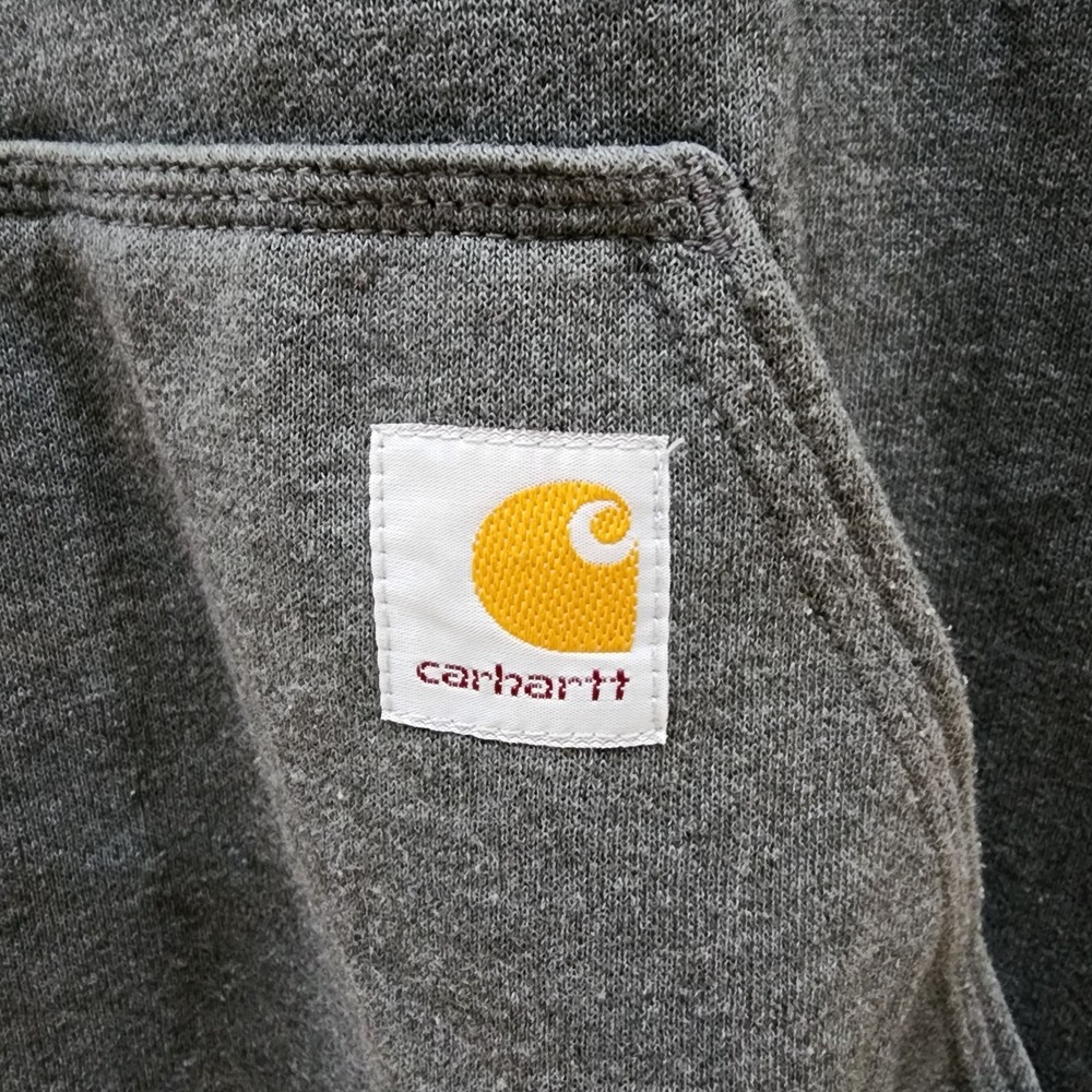 Carhartt Hoodie Gray Loose Fit Men's Large Tall Logo Sleeve Sweatshirt Pullover - Picture 2 of 9